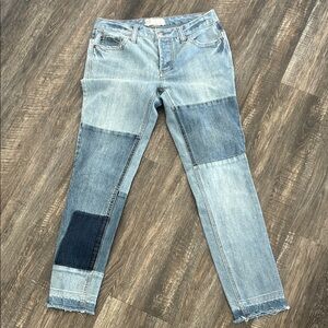 Free People Patchwork Skinny Jeans in Blue Tones